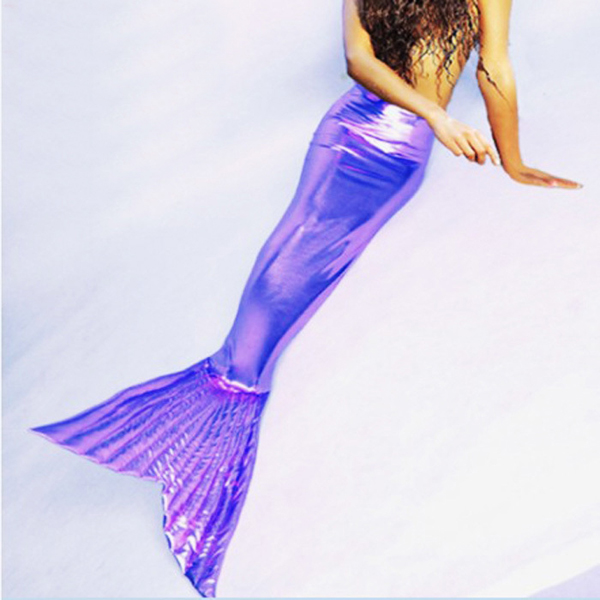 Mermaid Tail Shiny Spandex Halloween Costume Purplel